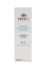 Treato Anti Dandruff Shampoo back view – ingredients and usage instructions