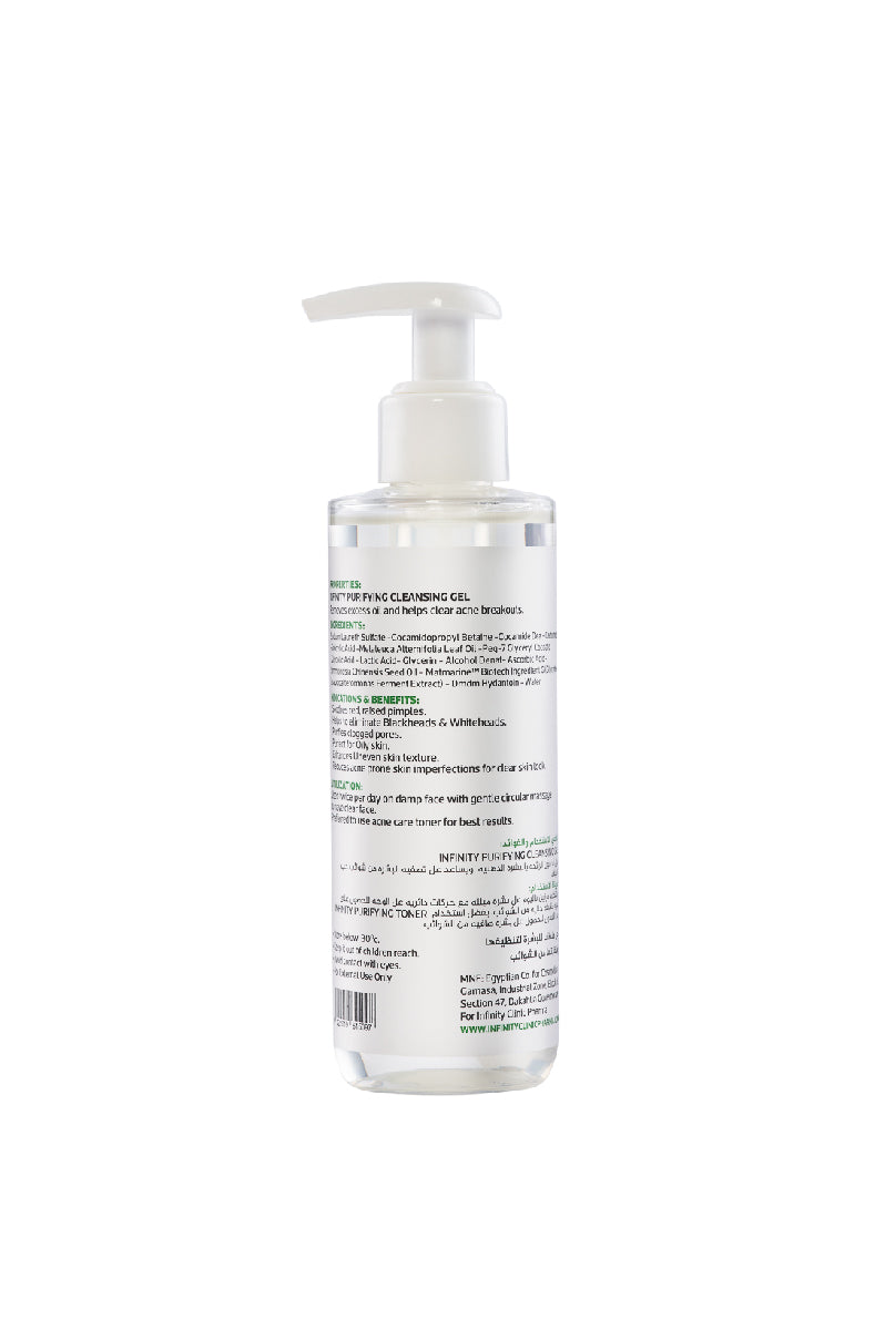 Purifying Cleanser back view – ingredients and usage directions