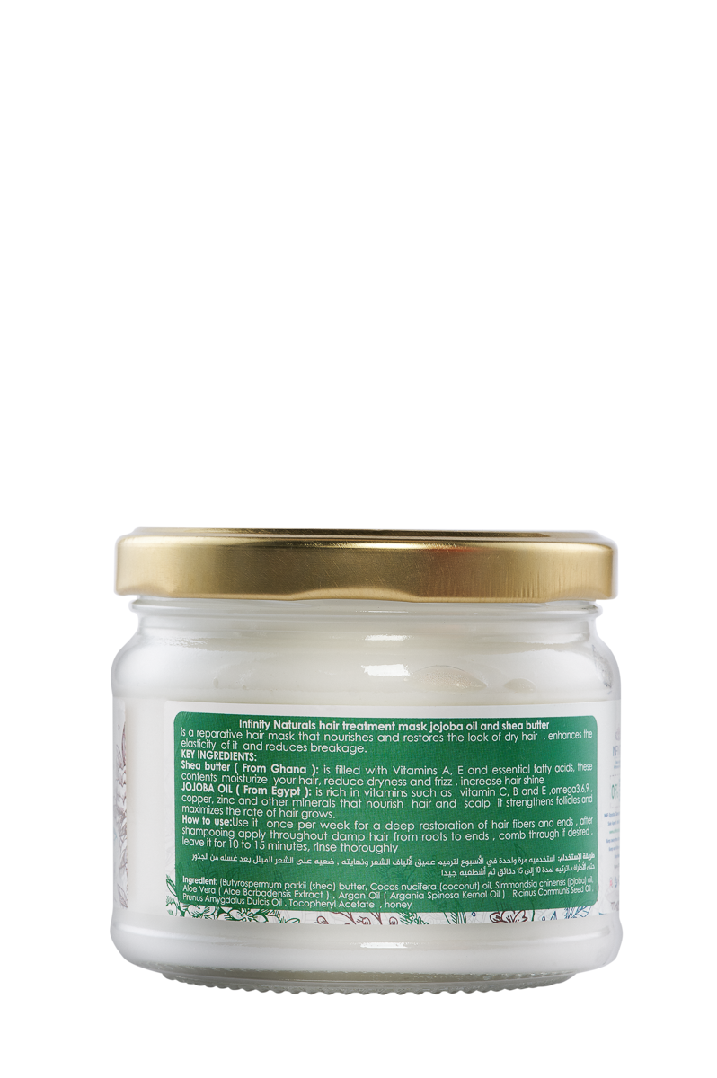 Jojoba Shea Hair Mask jar back view and ingredients