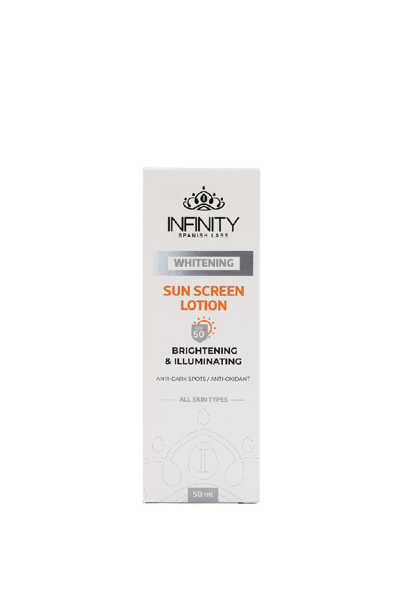 Whitening Sunscreen SPF50+ back view – ingredients and UV protection details
